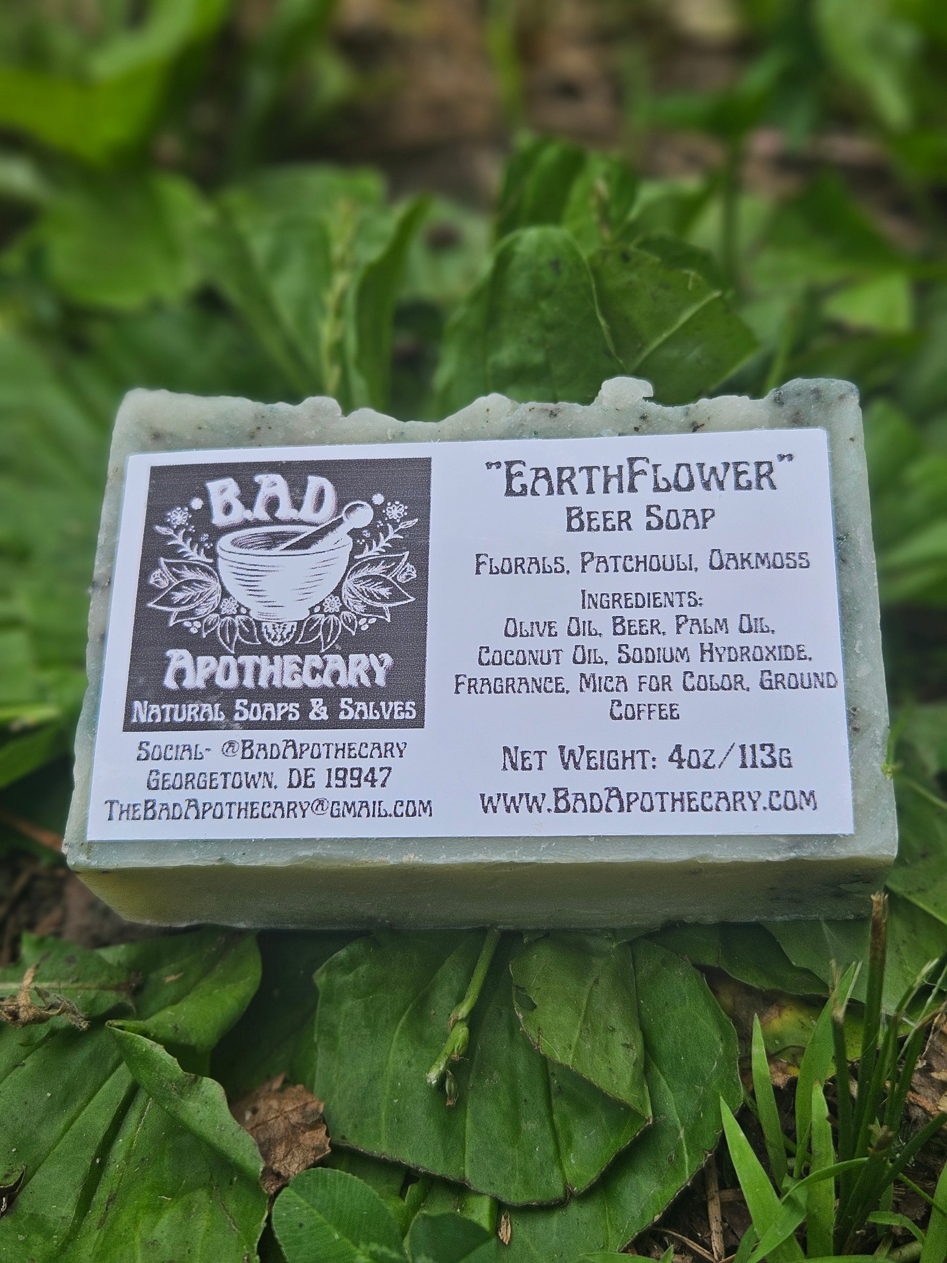 EarthFlower: Handcrafted, All-Natural Artisan Beer Soap with Ground Coffee, 4oz.