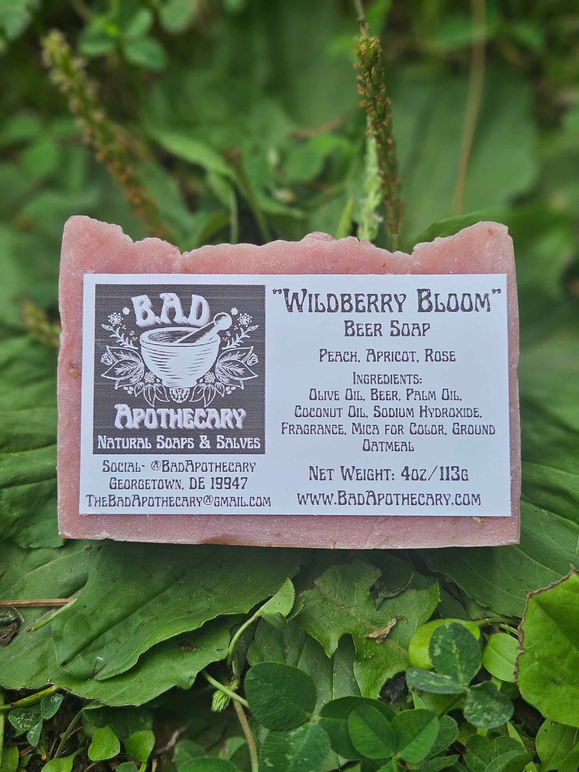 Wildberry Bloom: Handcrafted, All-Natural Artisan Beer Soap with Ground Oatmeal, 4oz.