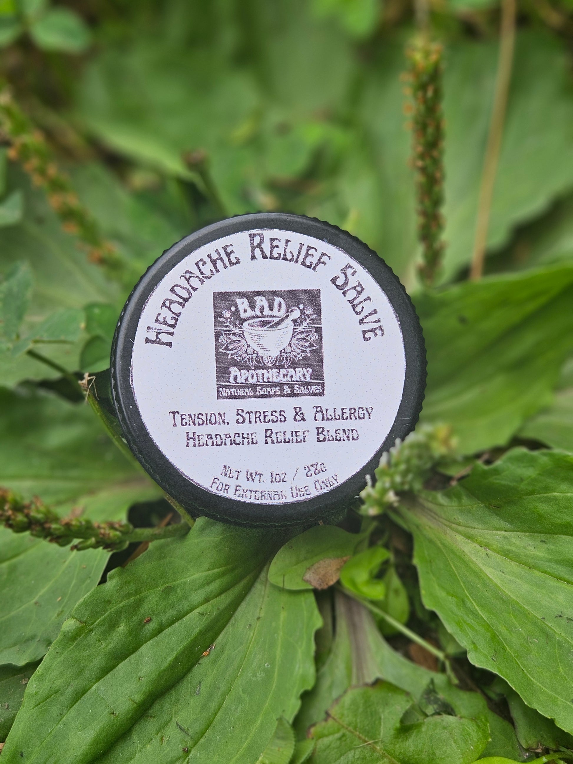Headache Relief Salve, All Natural with Essential Oils, 1 oz Round Tin