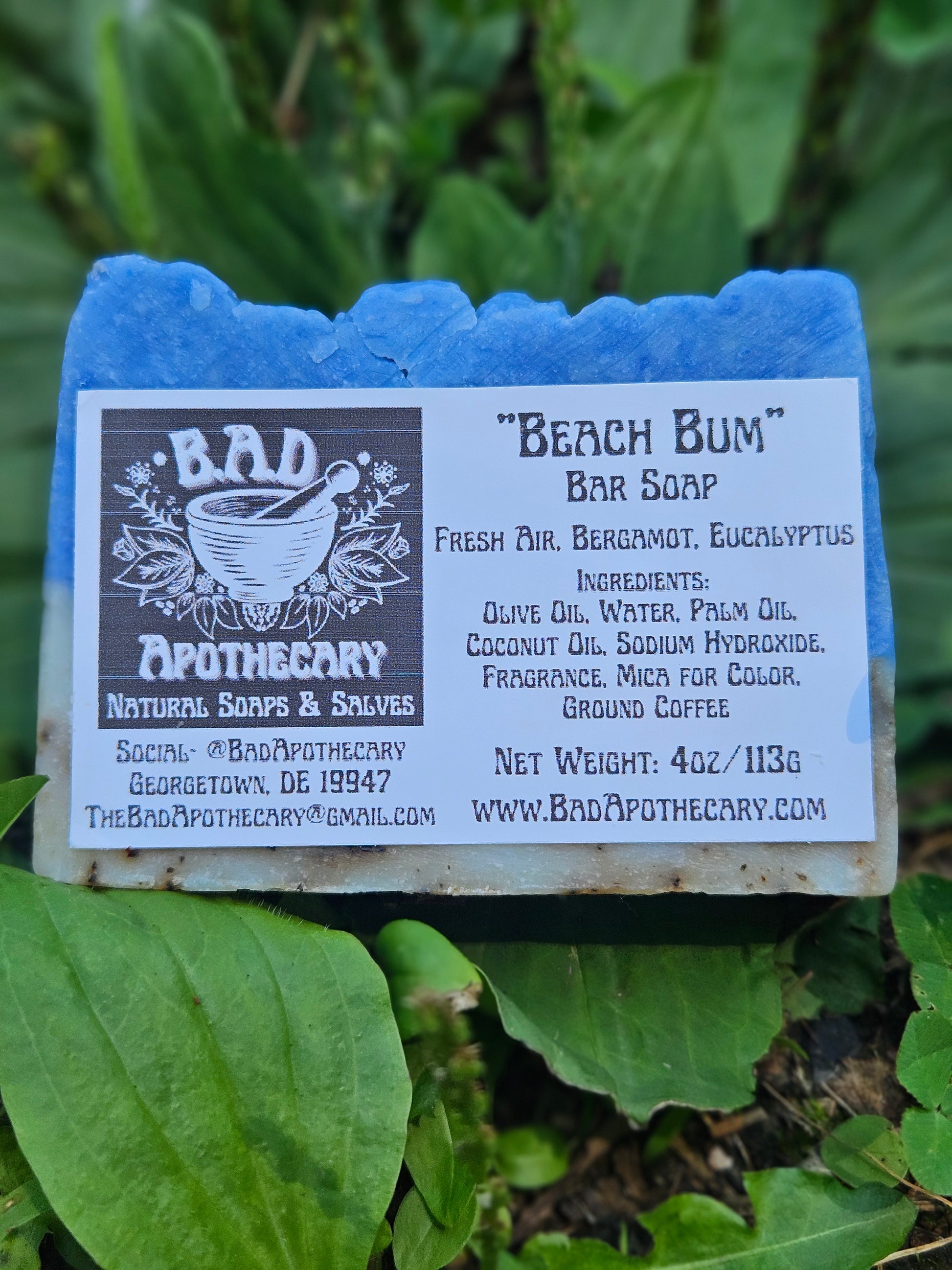 Beach Bum Soap: Handcrafted, All-Natural Artisan Soap with Ground Coffee, 4oz.