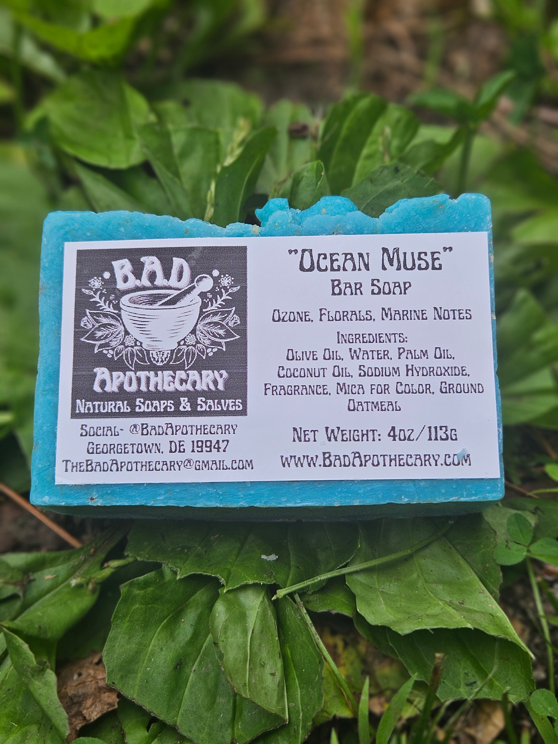 Ocean Muse: Handcrafted, All-Natural Artisan Soap with Ground Oatmeal, 4oz.