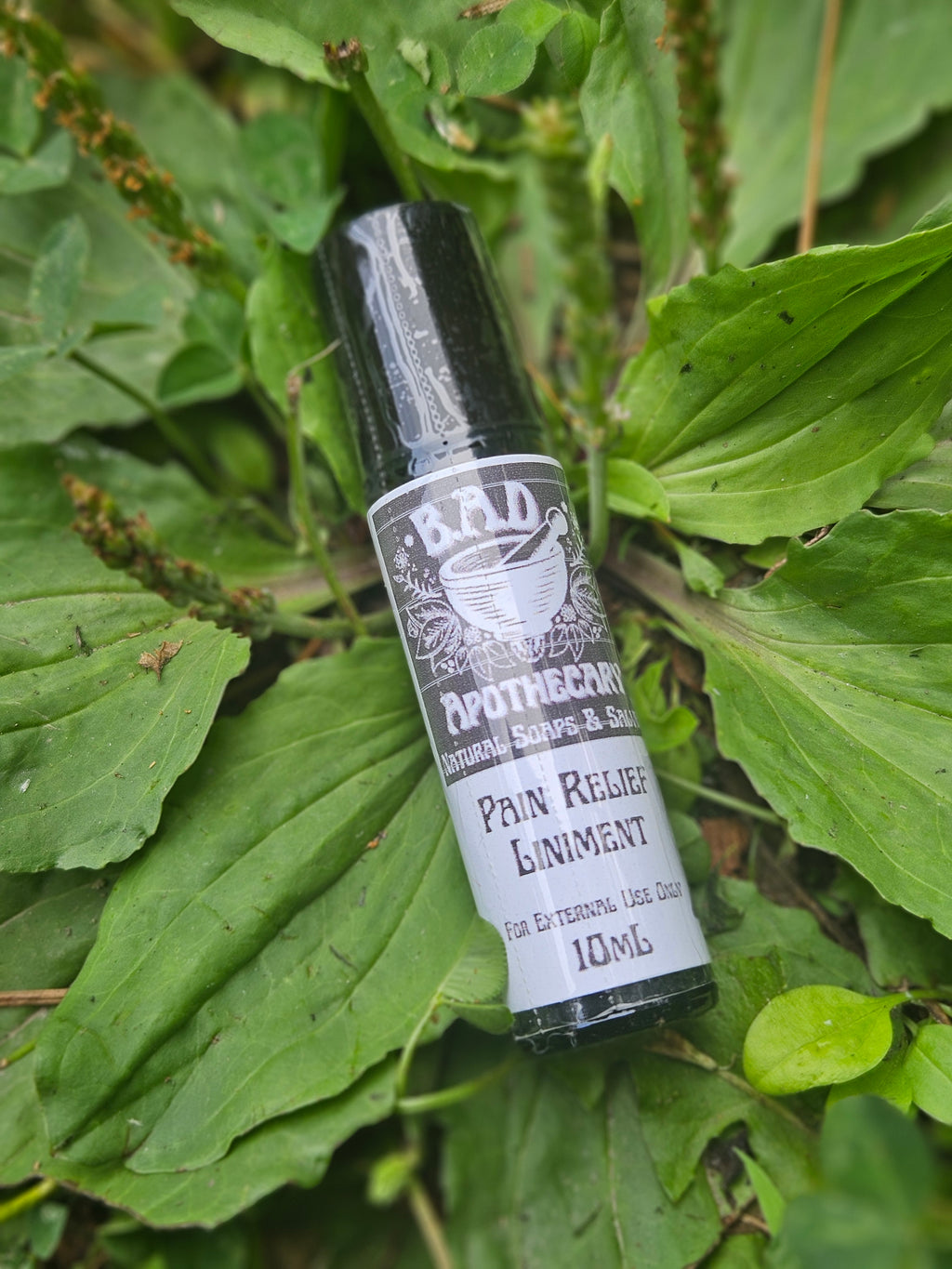 Pain Relief Liniment, Traditional Herbal Pain Support by B.A.D. Apothecary, 10 ML Roller Bottle