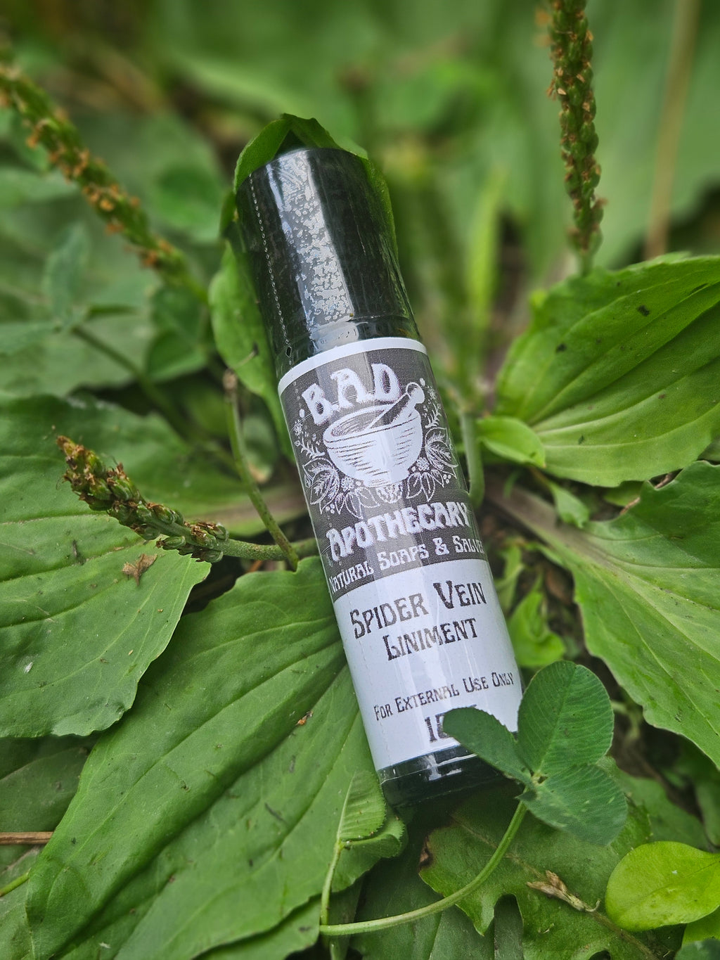 Spider Vein Liniment – Herbal Support for Tired Legs & Spider/Varicose Veins by B.A.D. Apothecary- 10 ML Roller Bottle