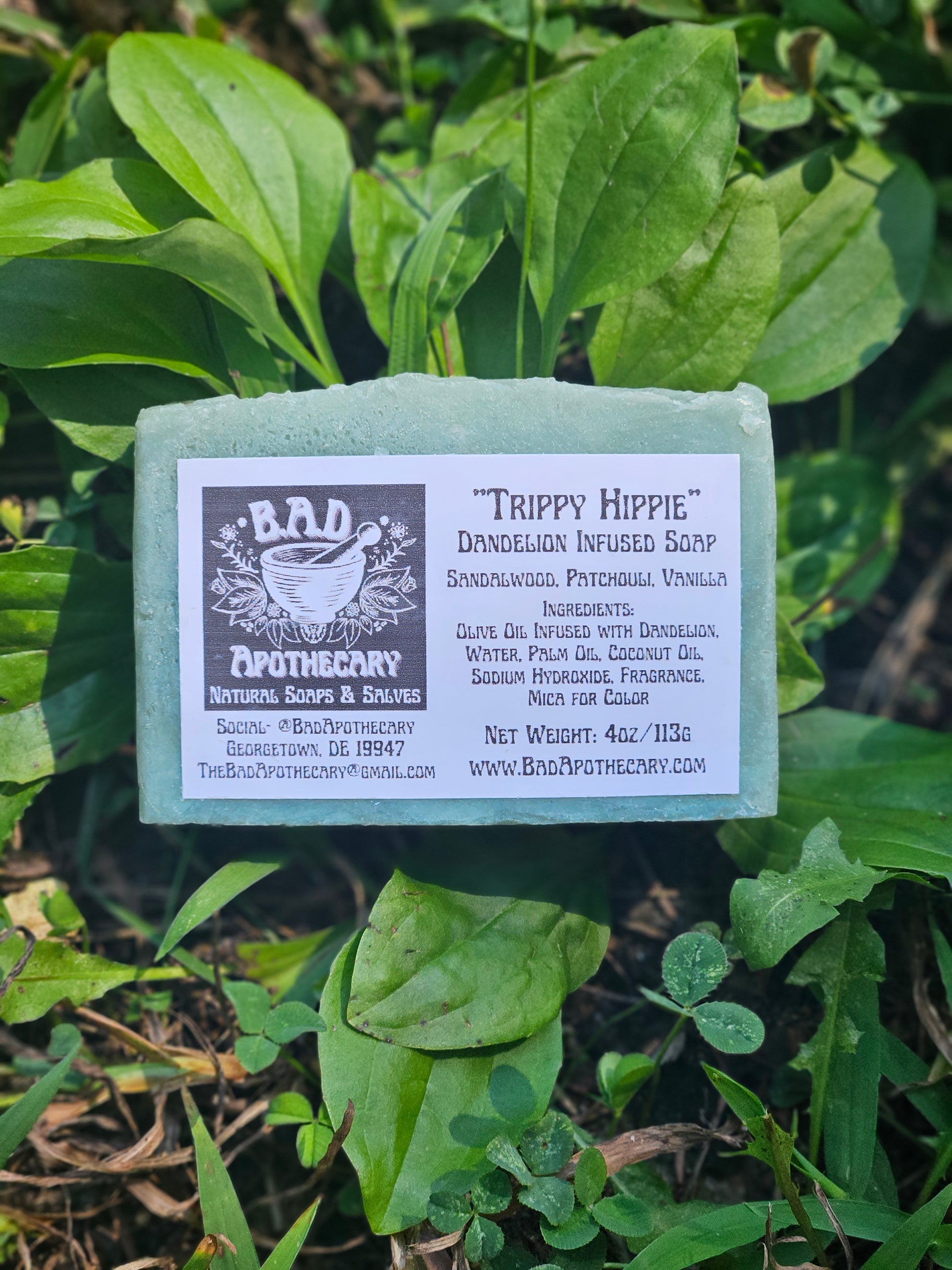 Trippy Hippie Dandelion-Infused Soap, Herbal Artisan Bar Soap by B.A.D. Apothecary