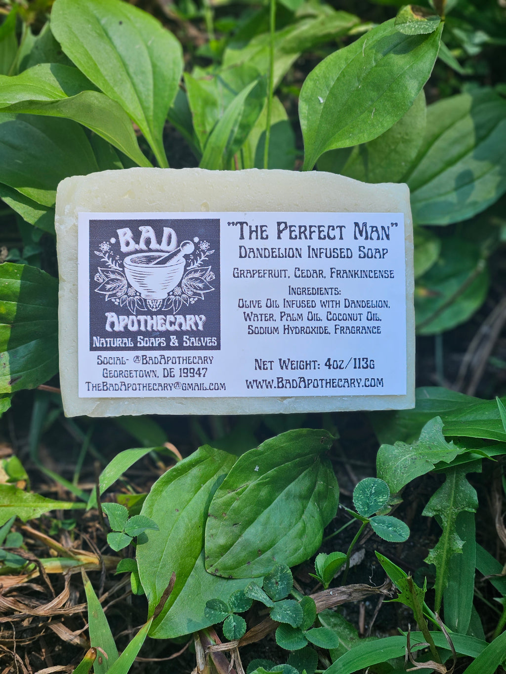 The Perfect Man Dandelion-Infused Soap, Herbal Artisan Bar Soap by B.A.D. Apothecary