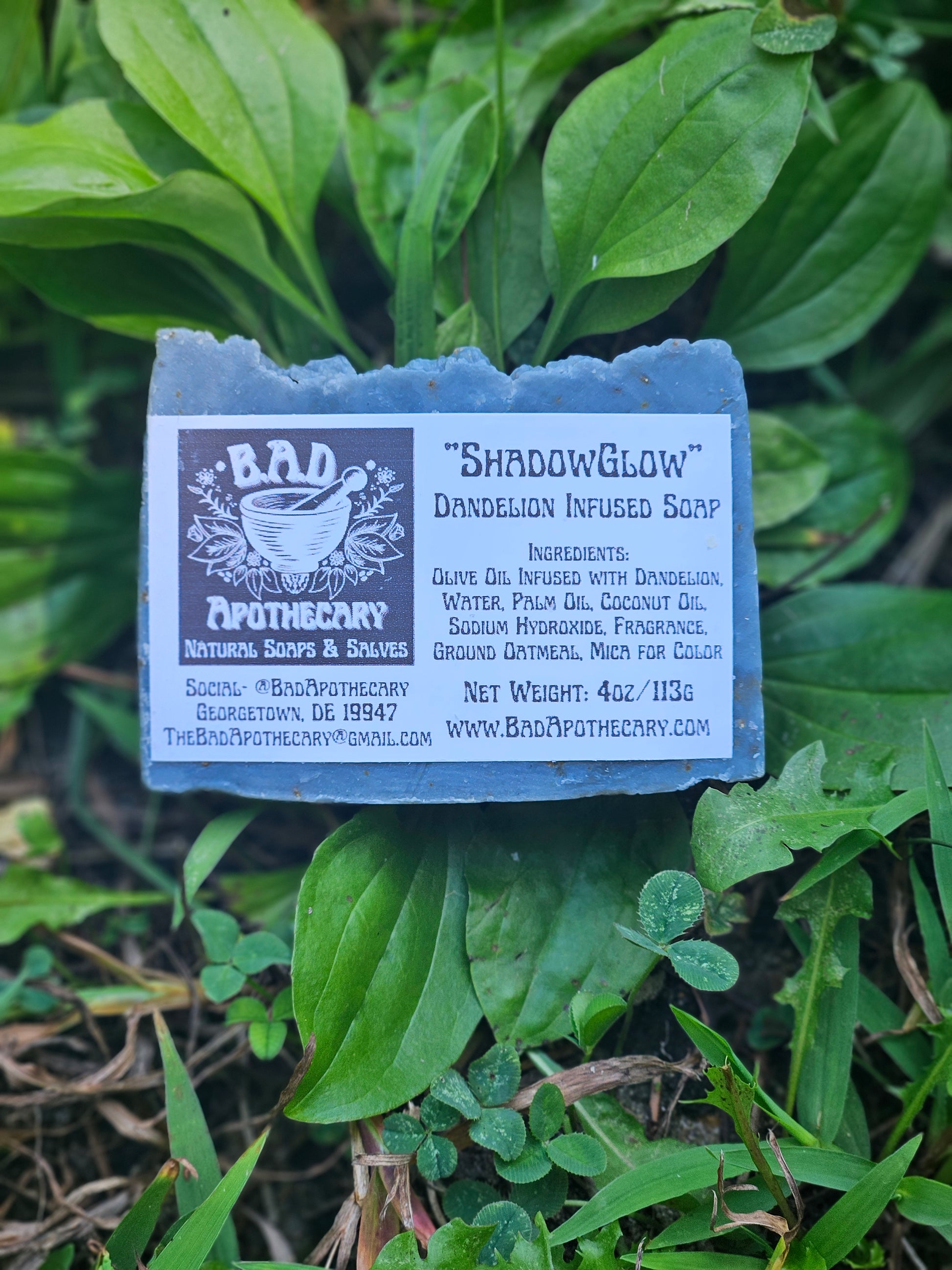 ShadowGlow Dandelion-Infused Soap with Oatmeal, Herbal Artisan Bar Soap by B.A.D. Apothecary