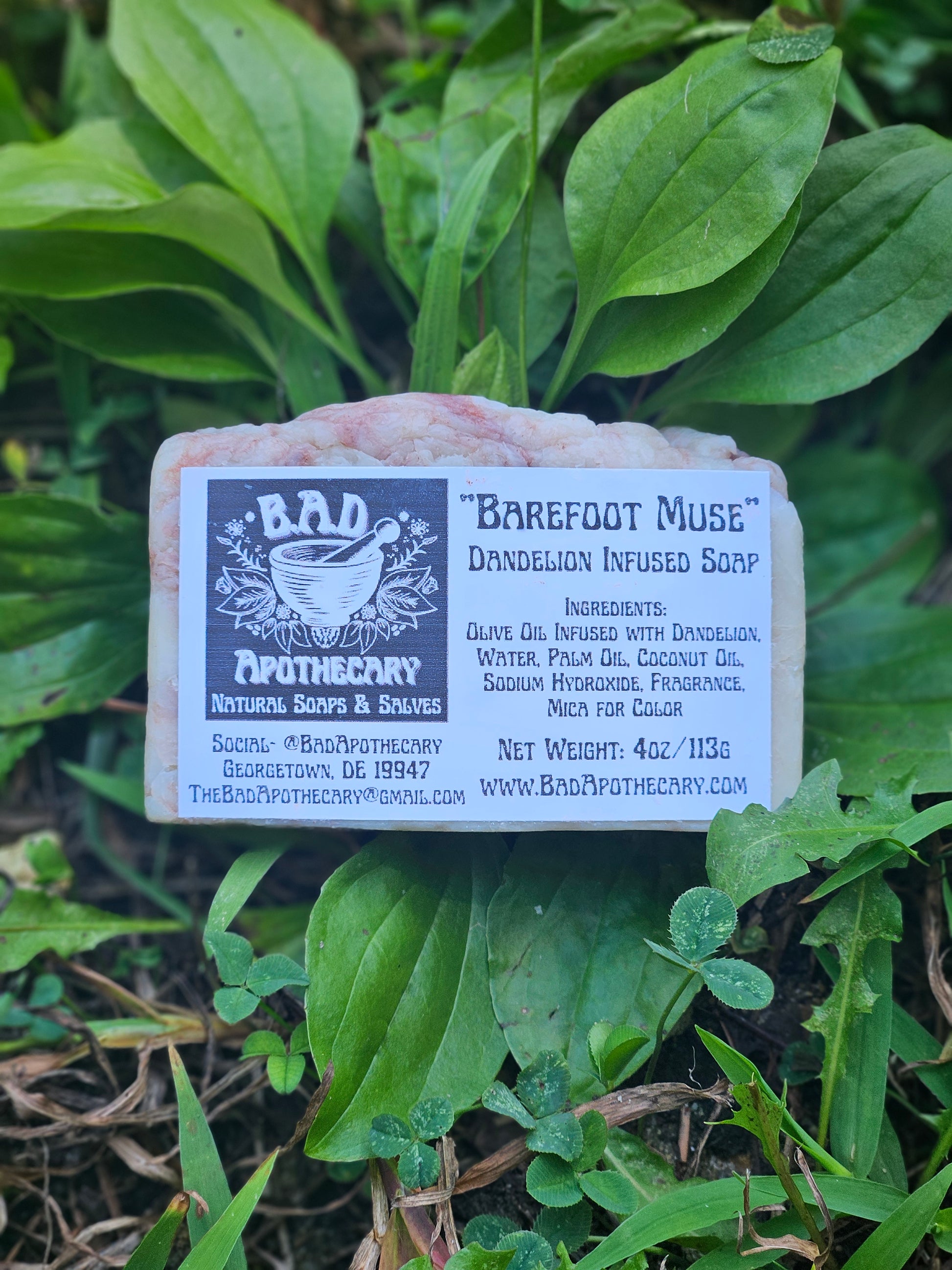 Barefoot Muse Dandelion-Infused Soap, Herbal Artisan Bar Soap by B.A.D. Apothecary