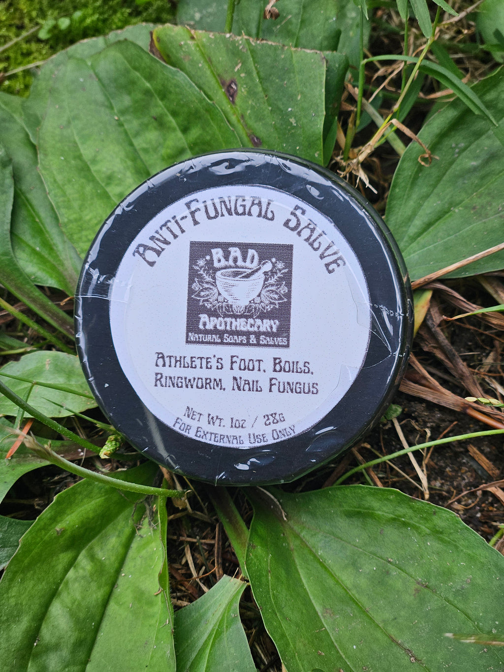Anti-Fungal Salve for Athlete’s Foot, Ringworm & Nail Fungus with Black Walnut and Tea Tree Essential Oil| B.A.D. Apothecary- 1 oz Round Tin