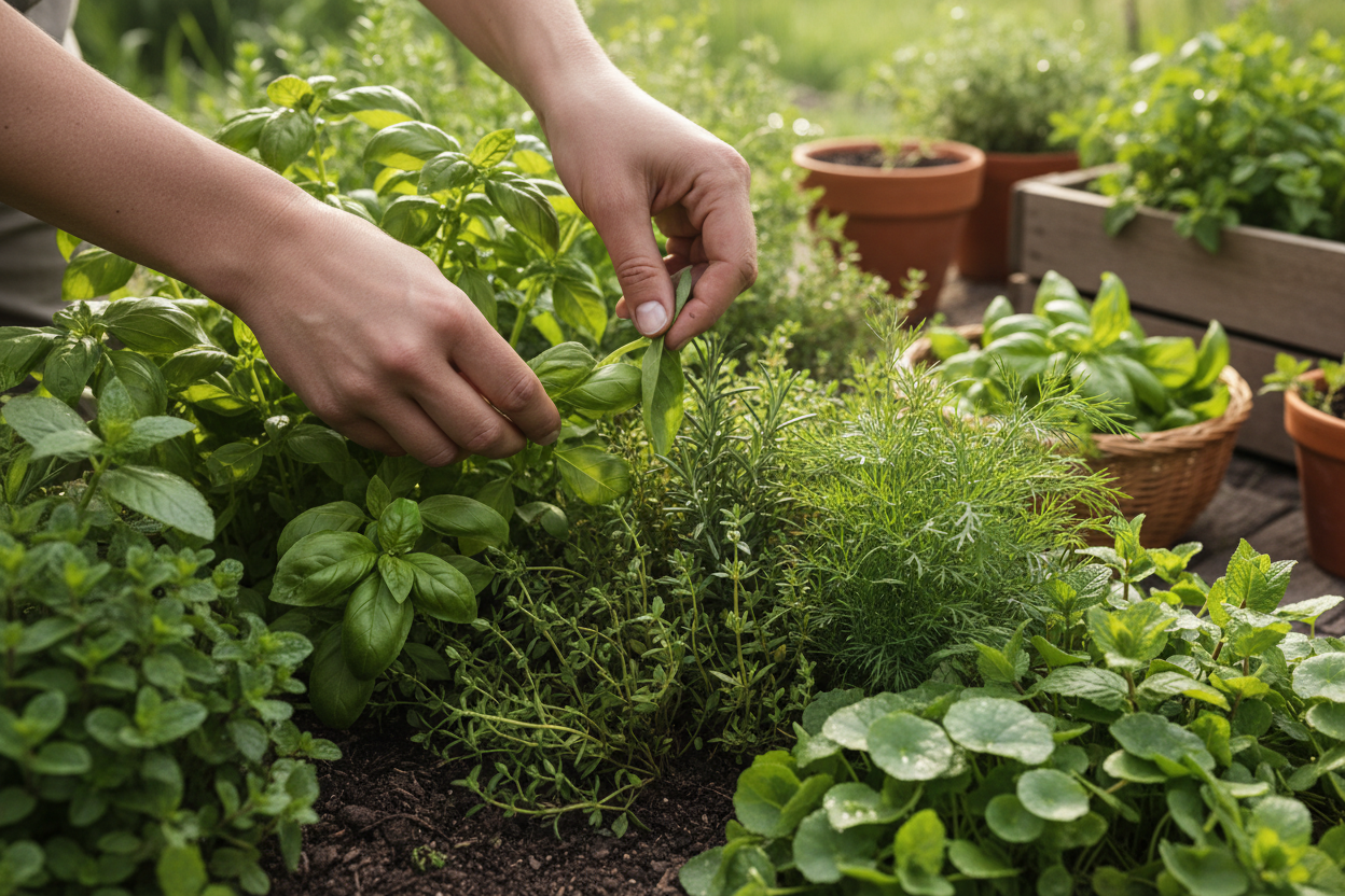 Picking herbs