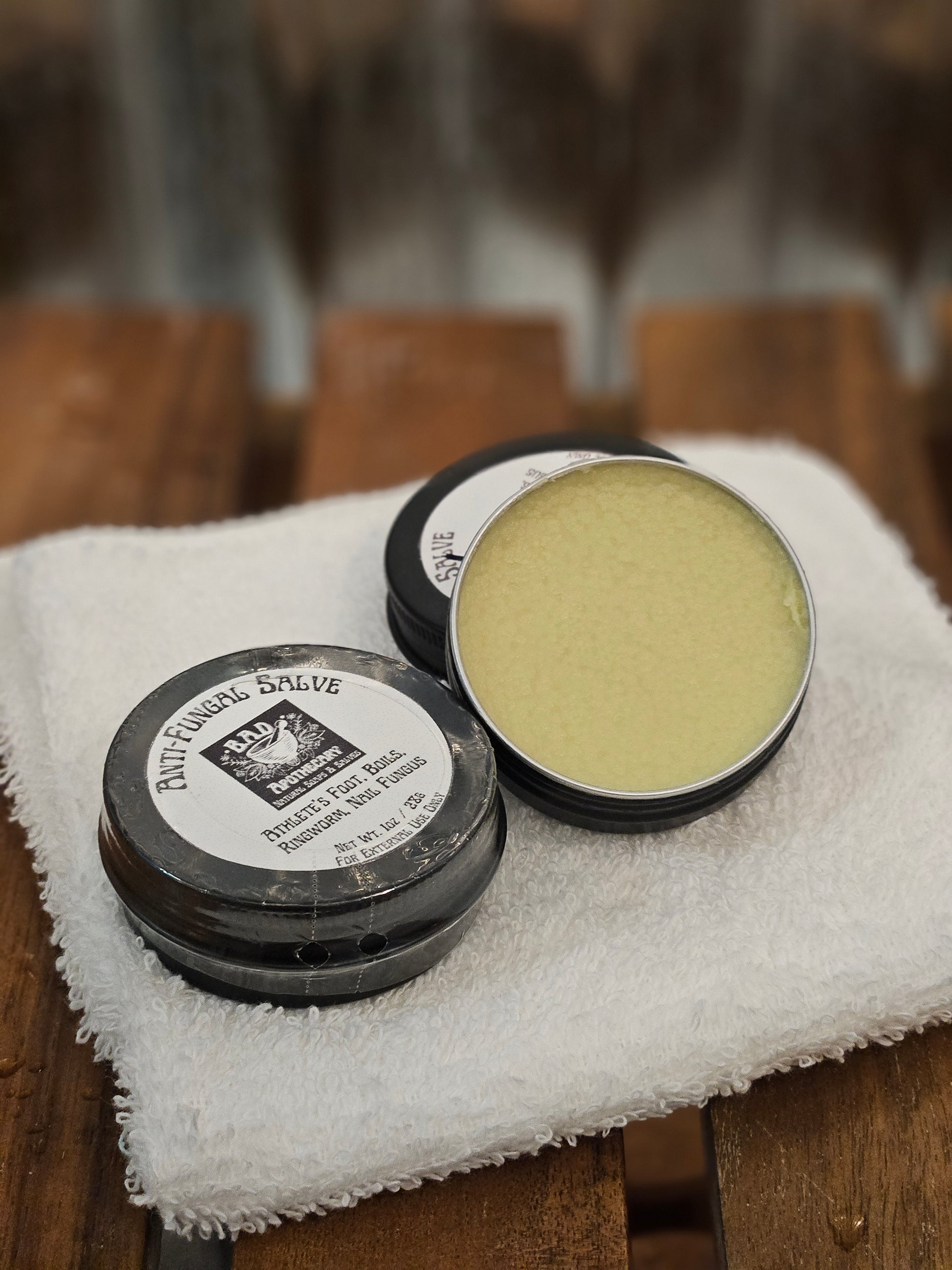 Anti-Fungal Salve for Athlete’s Foot, Ringworm & Nail Fungus with Black Walnut and Tea Tree Essential Oil| B.A.D. Apothecary- 1 oz Round Tin