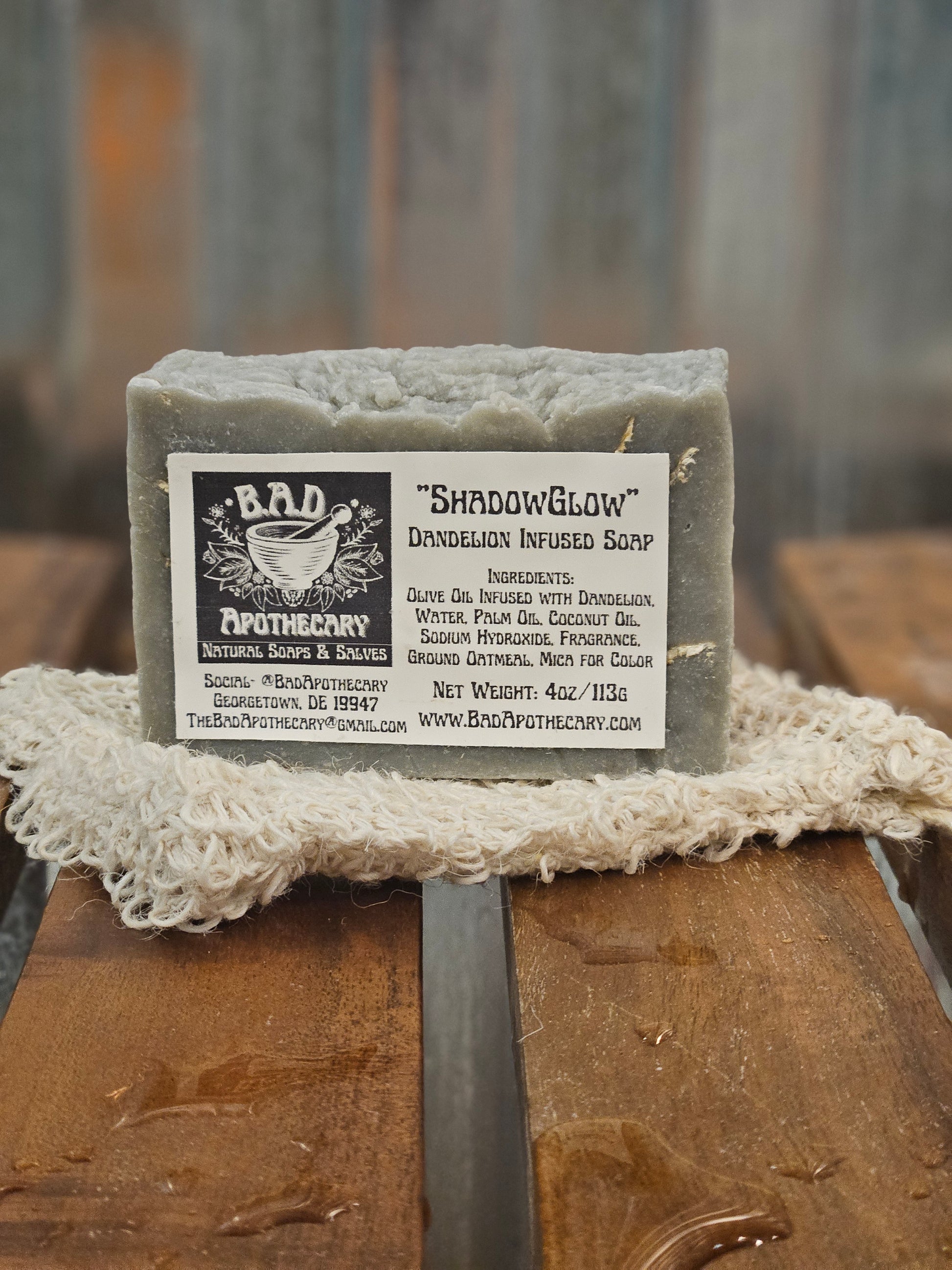 ShadowGlow Dandelion-Infused Soap with Oatmeal, Herbal Artisan Bar Soap by B.A.D. Apothecary