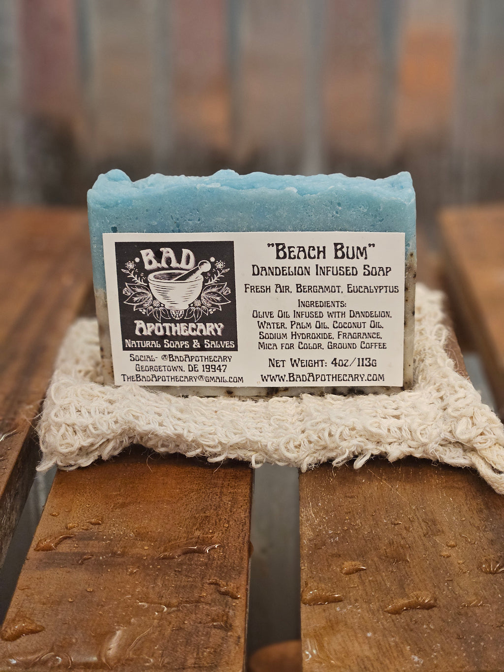 Beach Bum Dandelion-Infused Soap with Ground Coffee, Herbal Artisan Bar Soap by B.A.D. Apothecary