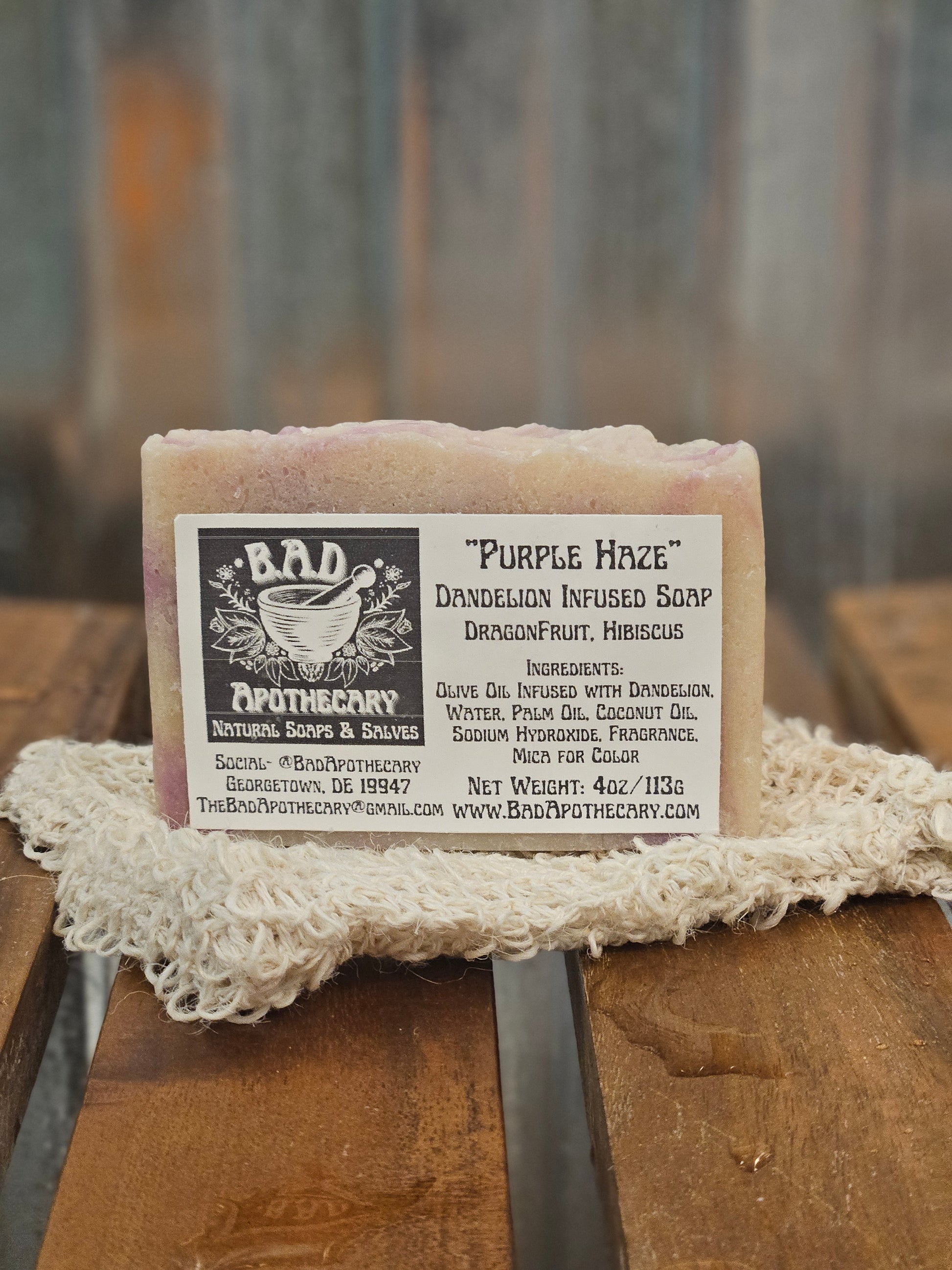 Purple Haze Dandelion Infused Soap, Herbal Artisan Bar Soap by B.A.D. Apothecary
