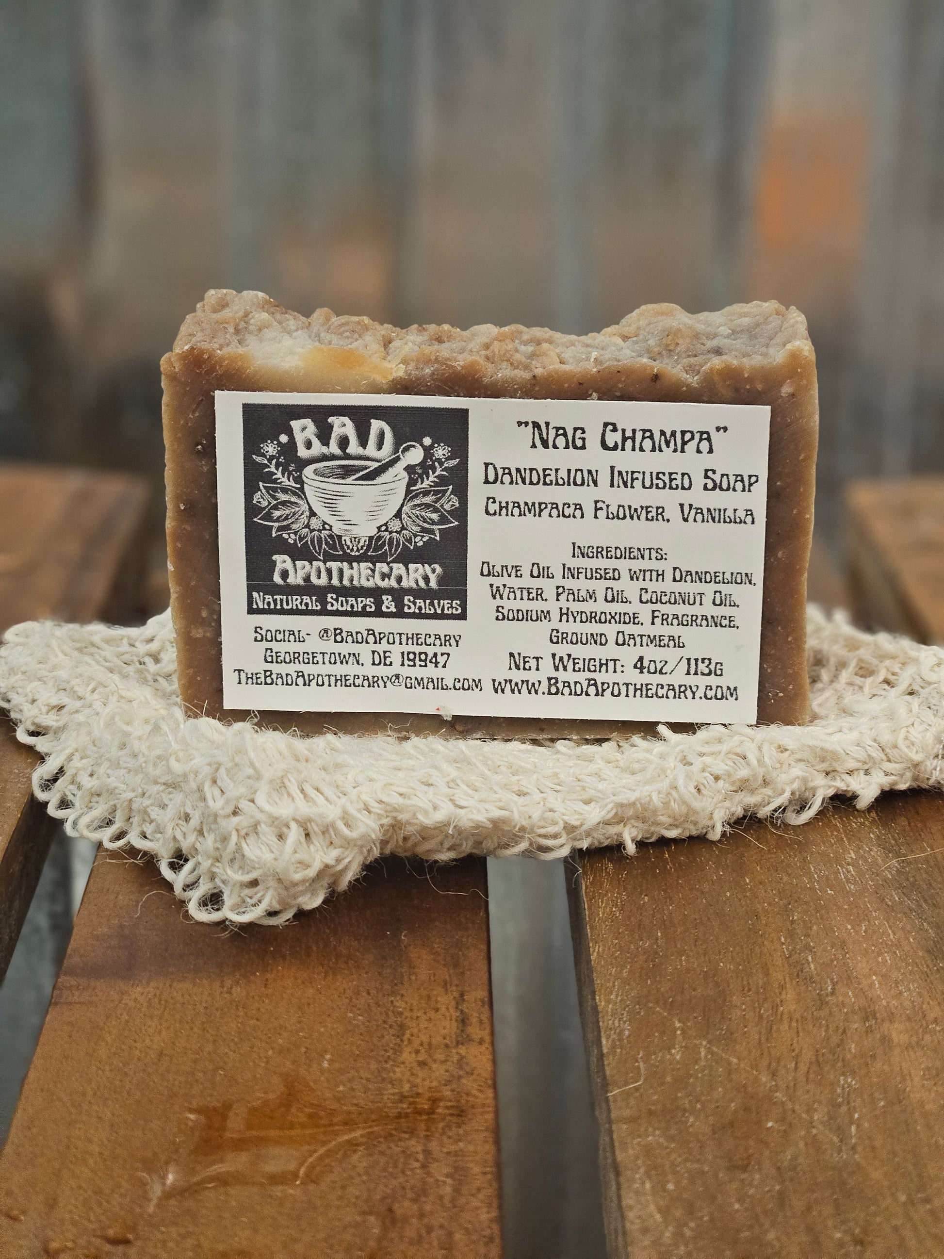 Nag Champa Dandelion-Infused Soap, Herbal Artisan Bar Soap by B.A.D. Apothecary