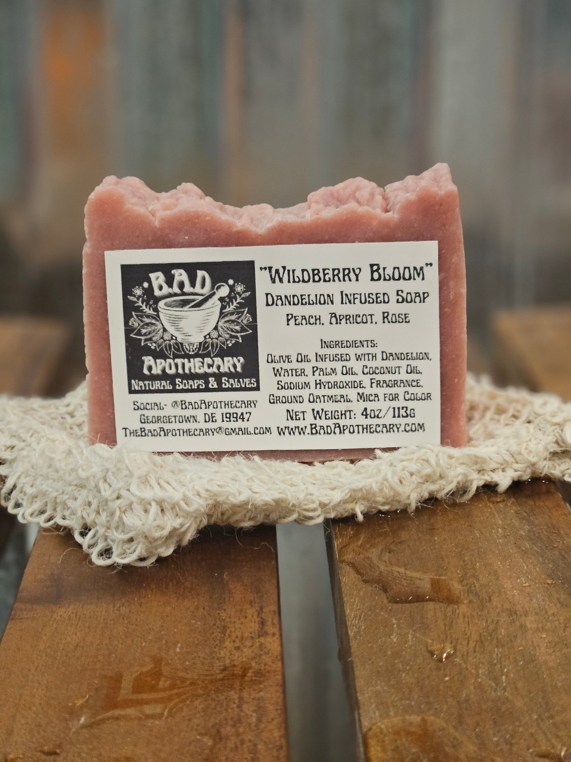 Wildberry Bloom Dandelion-Infused Soap with Ground Oatmeal, Herbal Artisan Bar Soap by B.A.D. Apothecary
