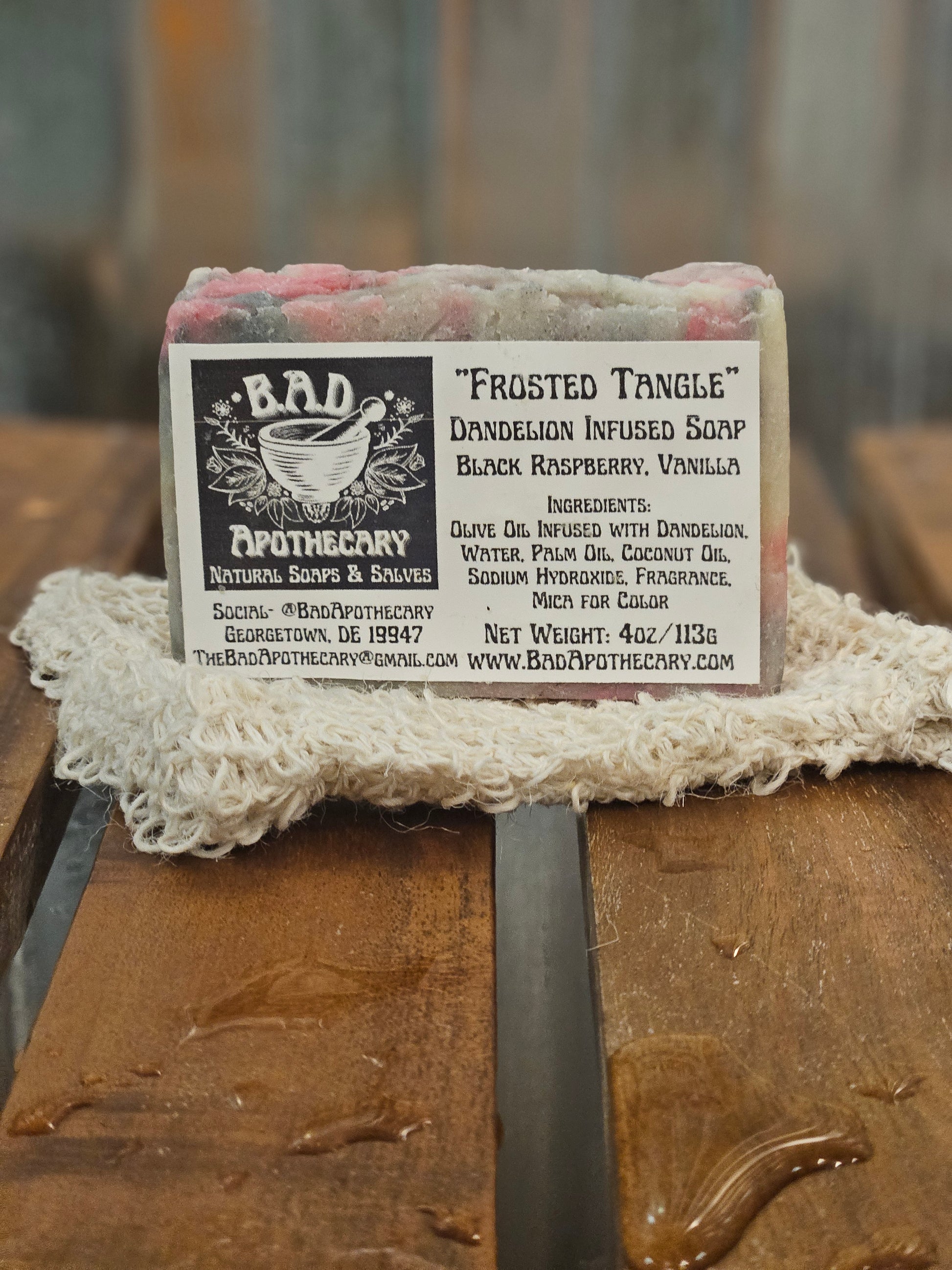 Frosted Tangle Dandelion-Infused Soap with Oatmeal, Herbal Artisan Bar Soap by B.A.D. Apothecary