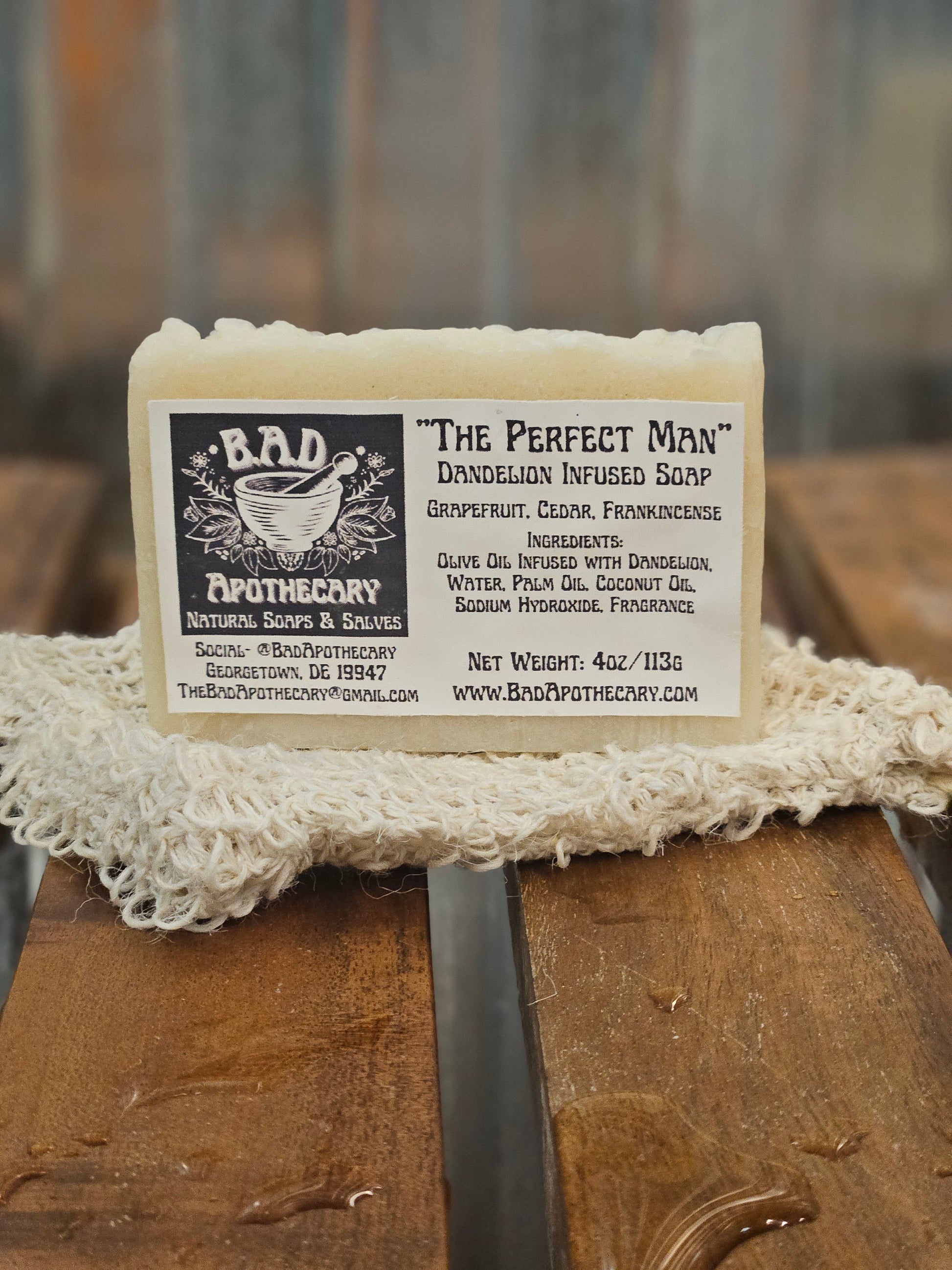 The Perfect Man Dandelion-Infused Soap, Herbal Artisan Bar Soap by B.A.D. Apothecary