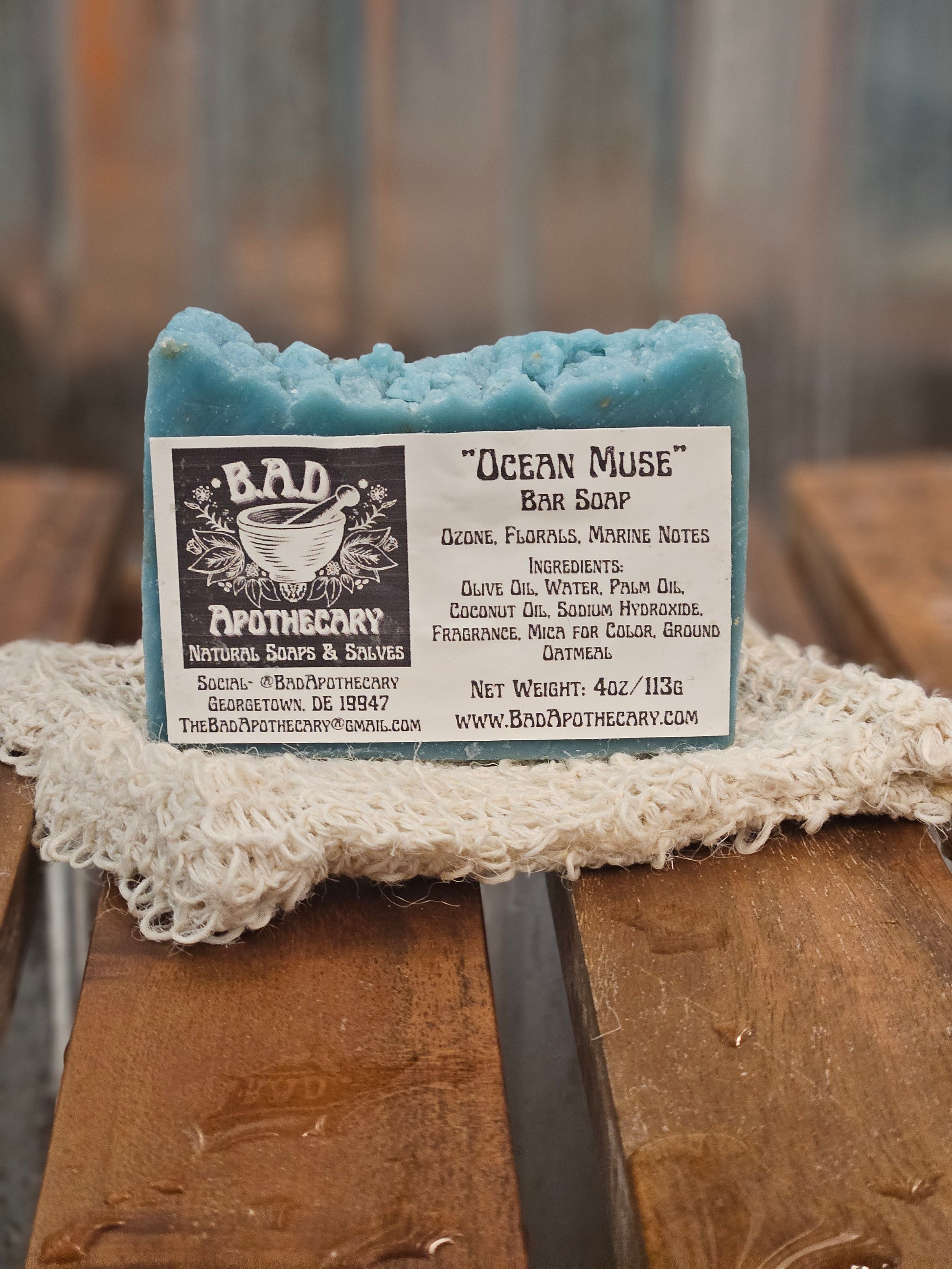 Ocean Muse Dandelion-Infused Soap with Ground Oatmeal, Herbal Artisan Bar Soap by B.A.D. Apothecary