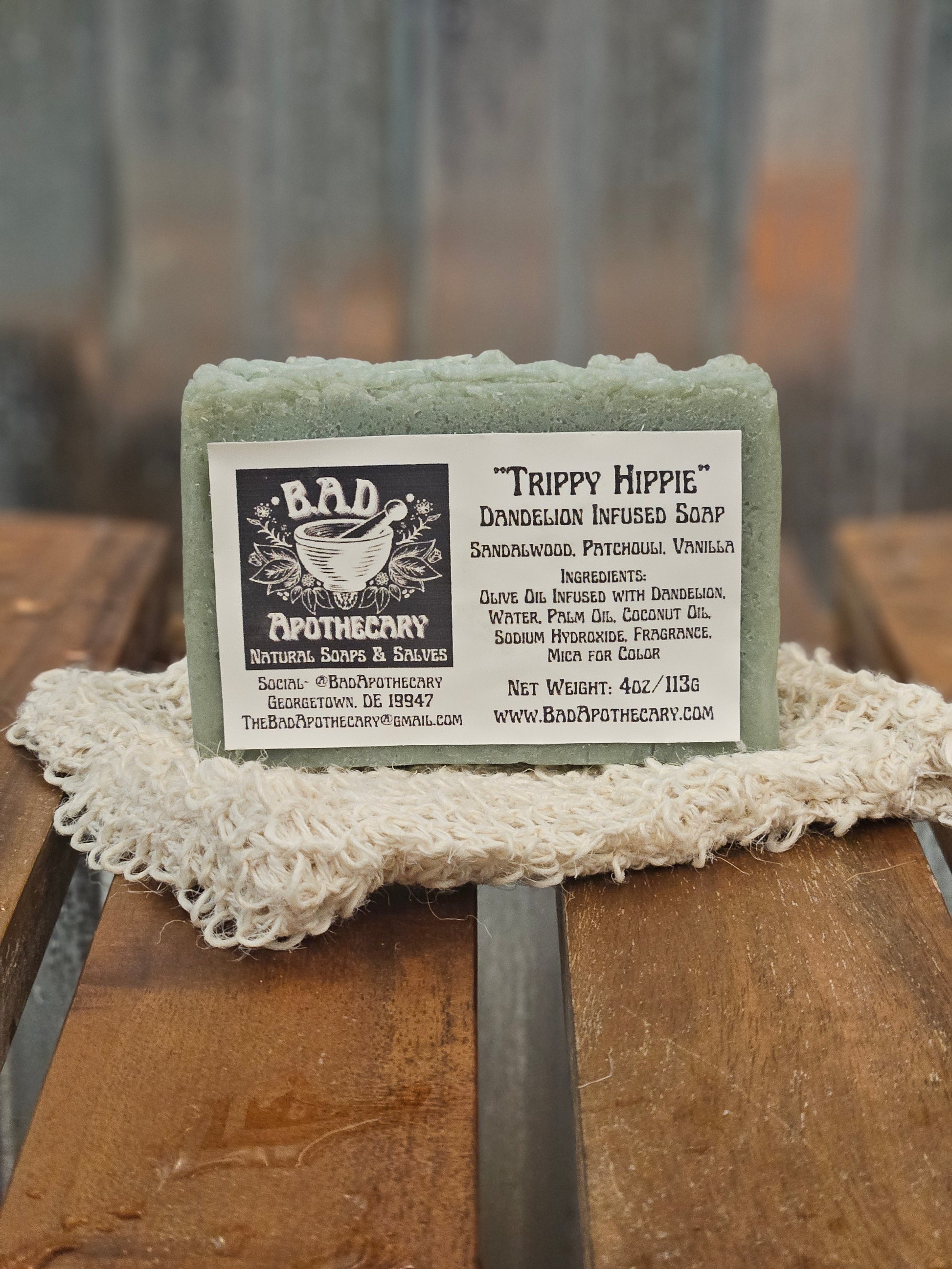 Trippy Hippie Dandelion-Infused Soap, Herbal Artisan Bar Soap by B.A.D. Apothecary