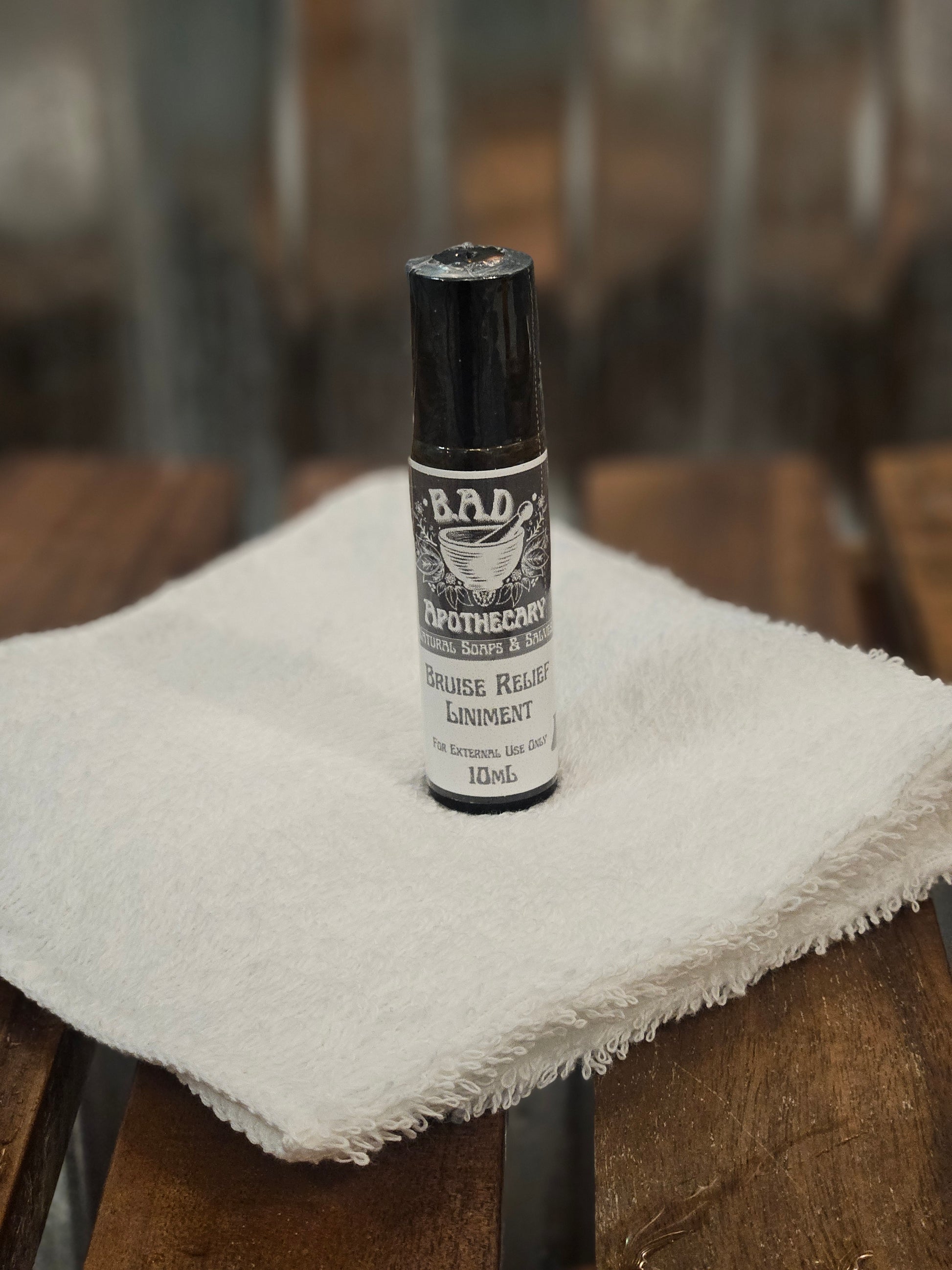 Bruise Relief Liniment, Traditional Herbal Pain Support by B.A.D. Apothecary, 10 ML Roller Bottle