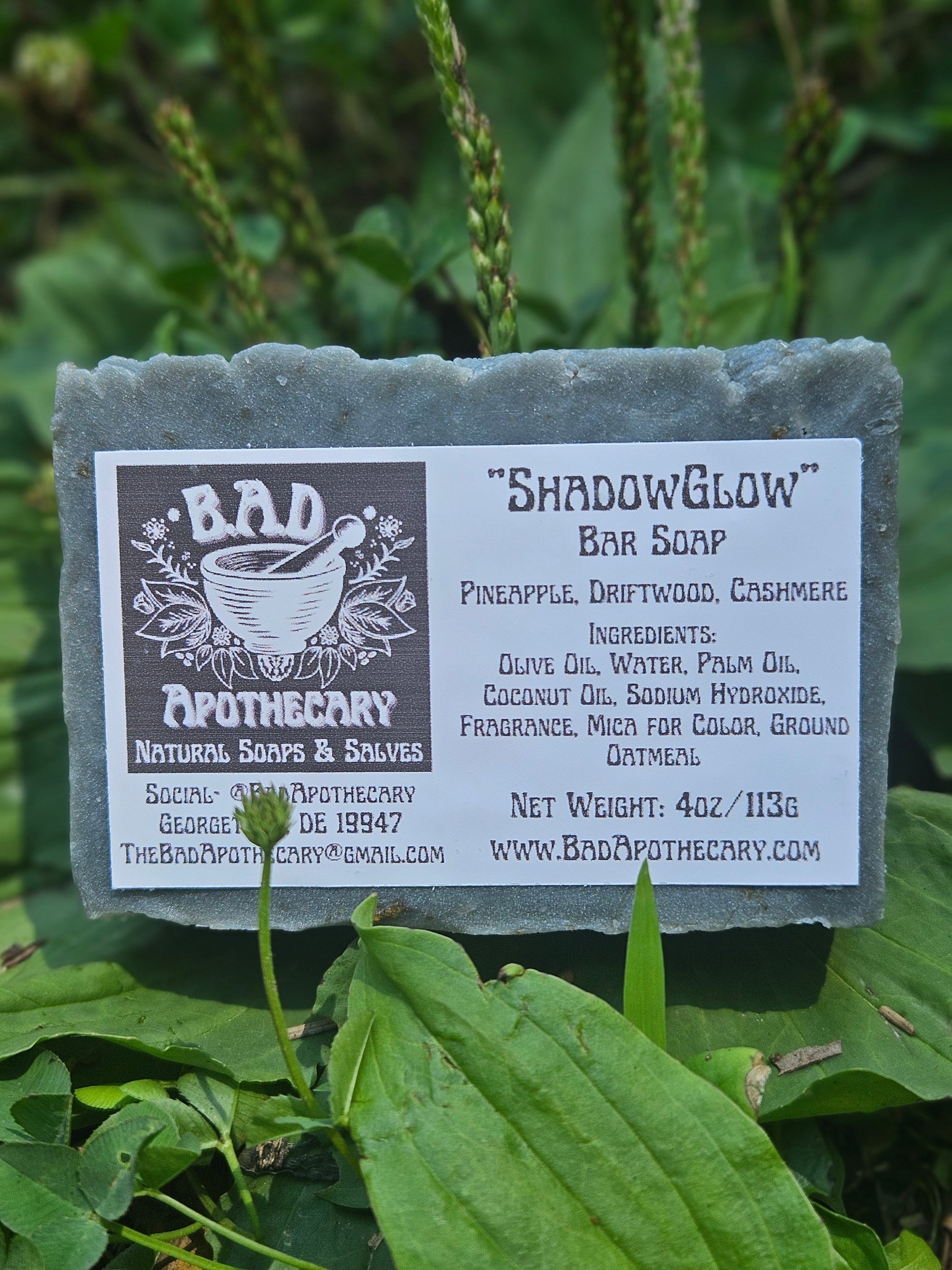 ShadowGlow: Handcrafted, All-Natural Artisan Soap with Ground Oatmeal, 4oz.