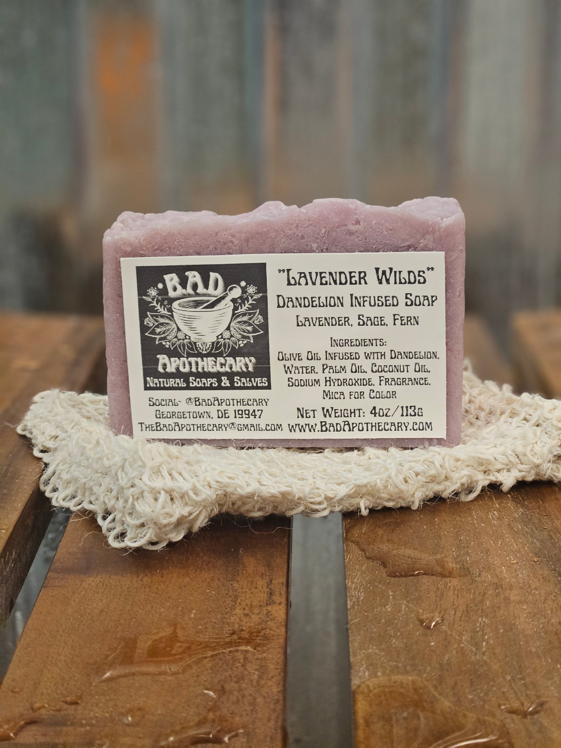 Lavender Wilds Dandelion-Infused Soap, Herbal Artisan Bar Soap by B.A.D. Apothecary