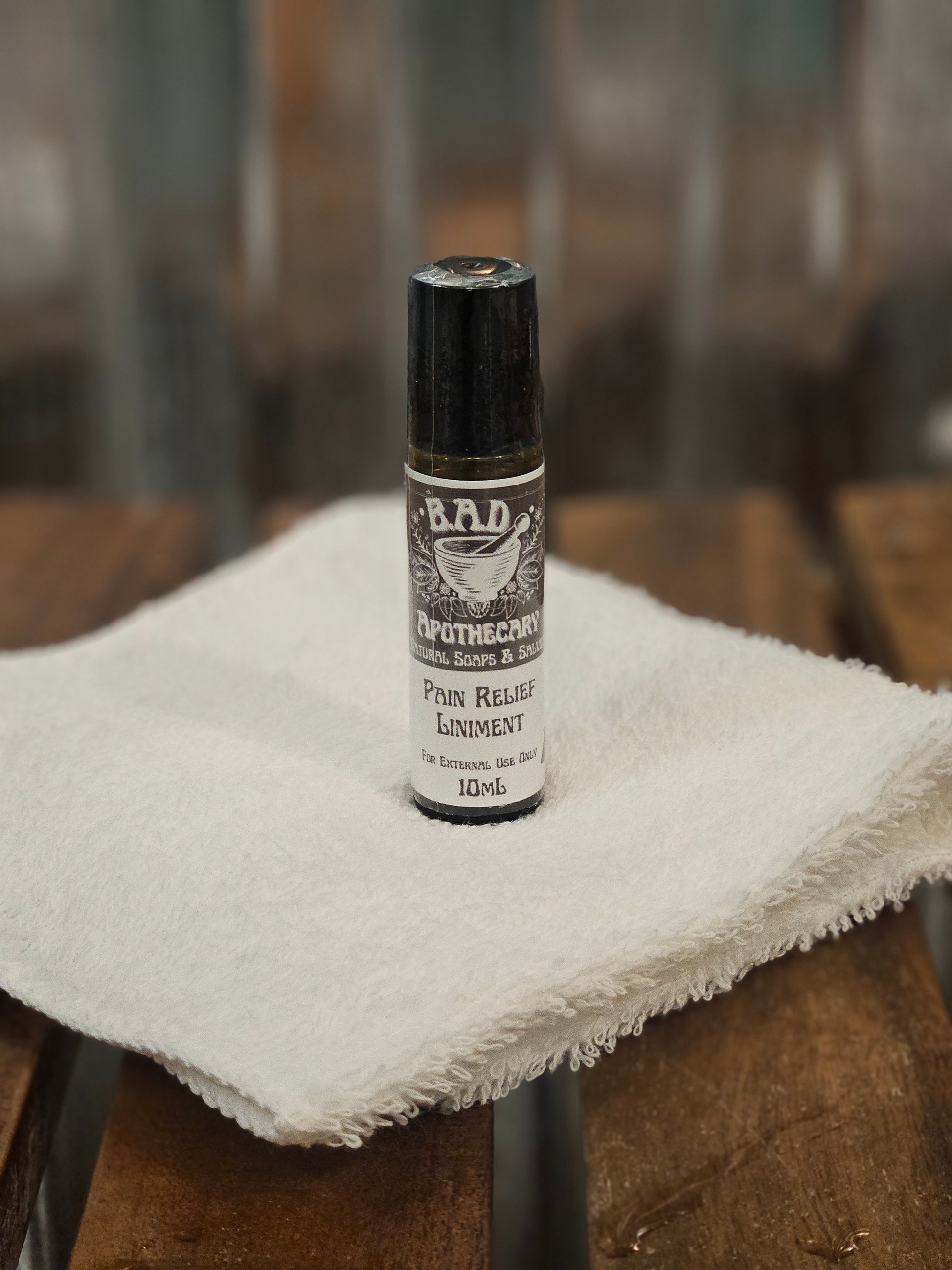 Pain Relief Liniment, Traditional Herbal Pain Support by B.A.D. Apothecary, 10 ML Roller Bottle
