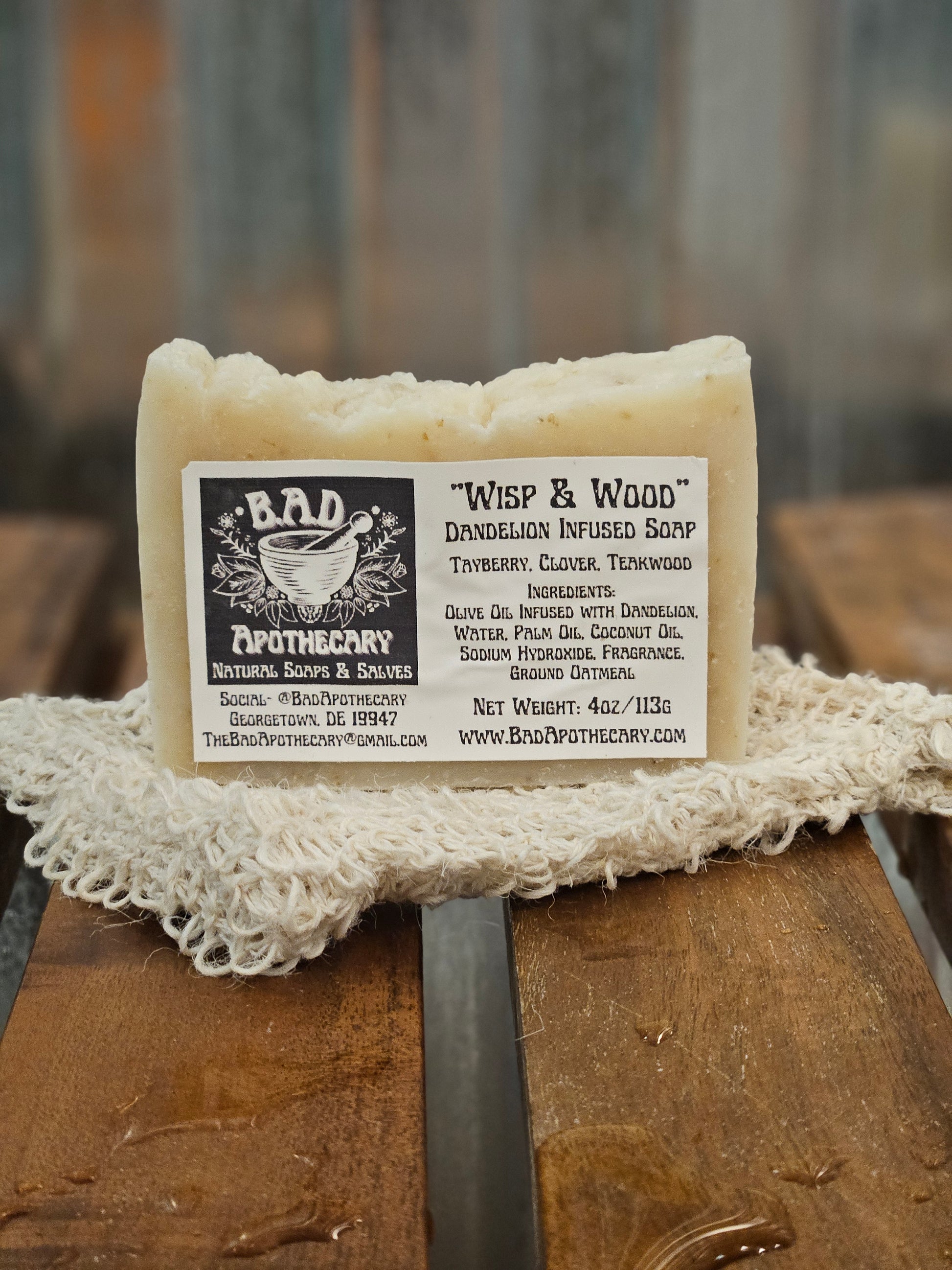 Wisp & Wood Dandelion-Infused Soap, Herbal Artisan Bar Soap by B.A.D. Apothecary