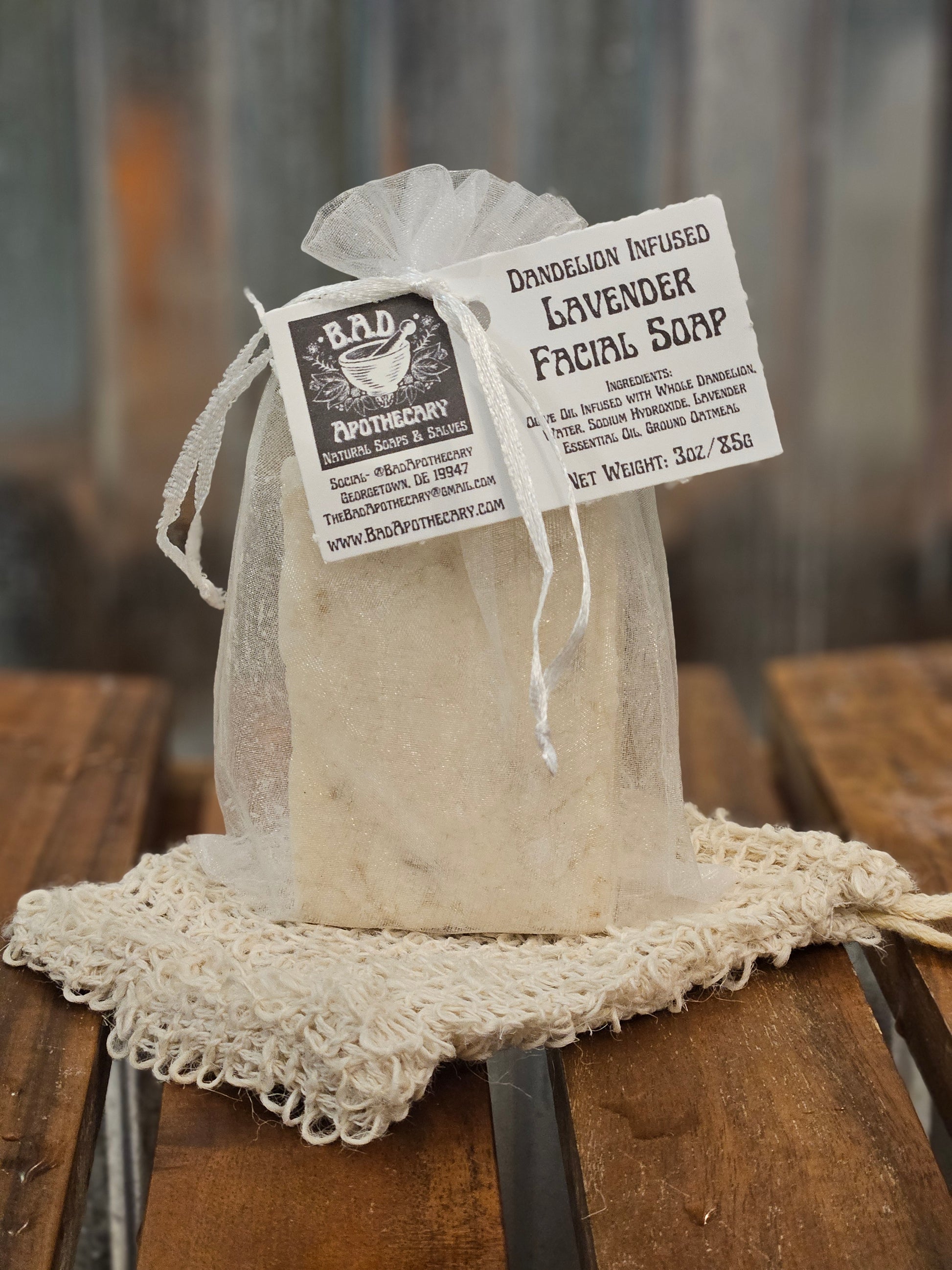 Herbal Facial Bar with Wild Dandelion & Oatmeal, Lavender or Tea Tree Essential Oil, Artisan Soap by B.A.D. Apothecary