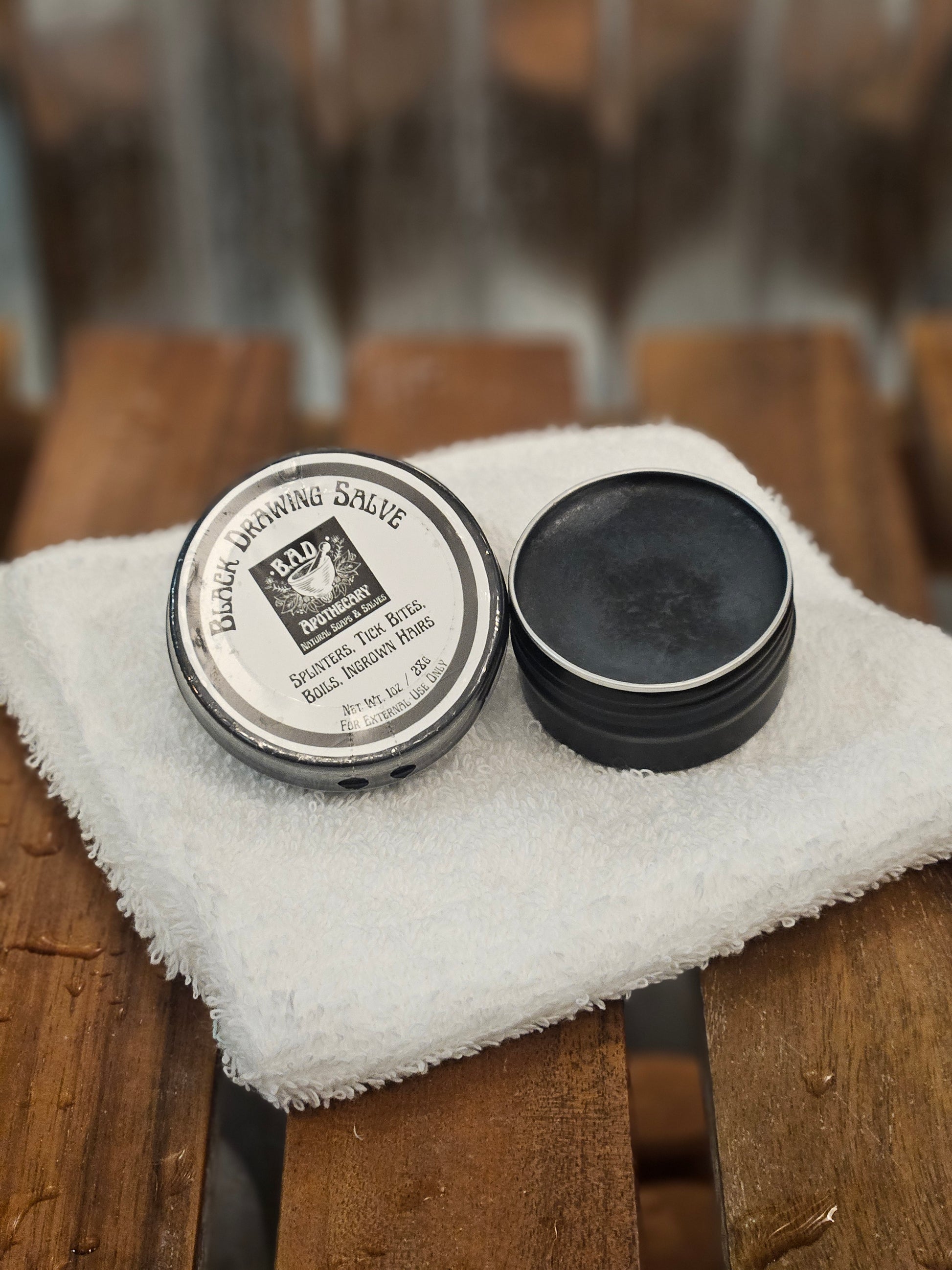 Black Drawing Salve, All Natural and Wildcrafted Drawing Salve, with Plantain and Comfrey by B.A.D. Apothecary